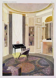 Interior with furniture designed by Ruhlmann, from a collection of prints published in 4 volumes by Albert Levy, c. 1924-26